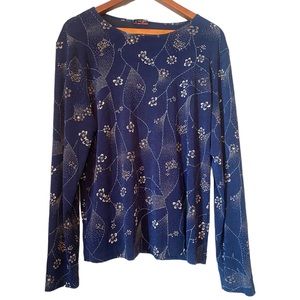Liebe Long Sleeved Navy and Floral Top